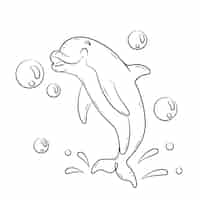 Vector gratuito ilustración de contorno de delfín dibujado a mano