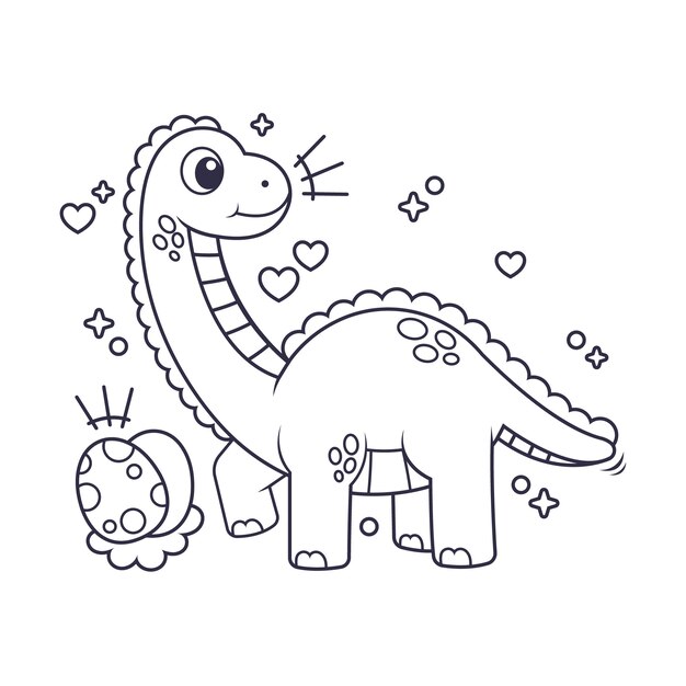 Ilustración de contorno de dinosaurio dibujado a mano