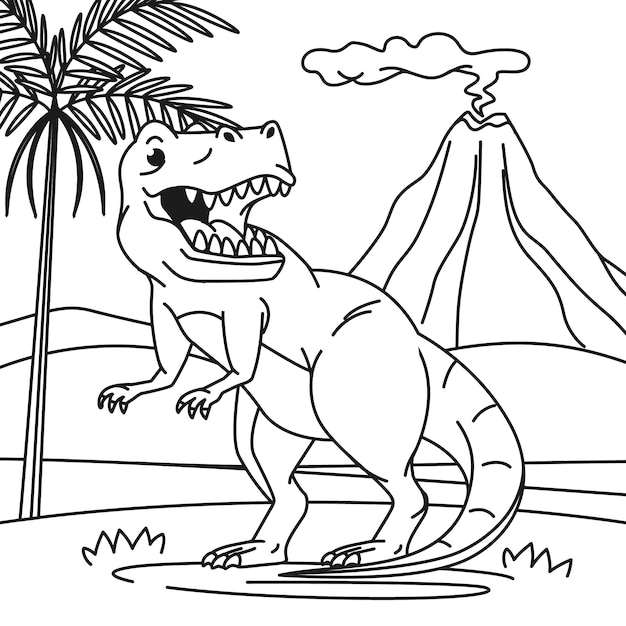 Ilustración de contorno de dinosaurio dibujado a mano