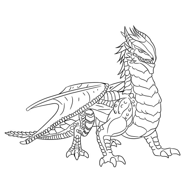 Ilustración de contorno de dragón dibujado a mano