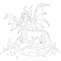 Vector gratuito ilustración de contorno de dragón dibujado a mano