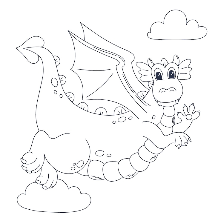 Vector gratuito ilustración de contorno de dragón dibujado a mano