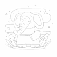 Vector gratuito ilustración de contorno de elefante dibujado a mano