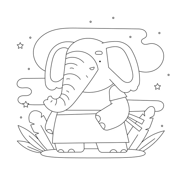 Vector gratuito ilustración del contorno de un elefante dibujado a mano