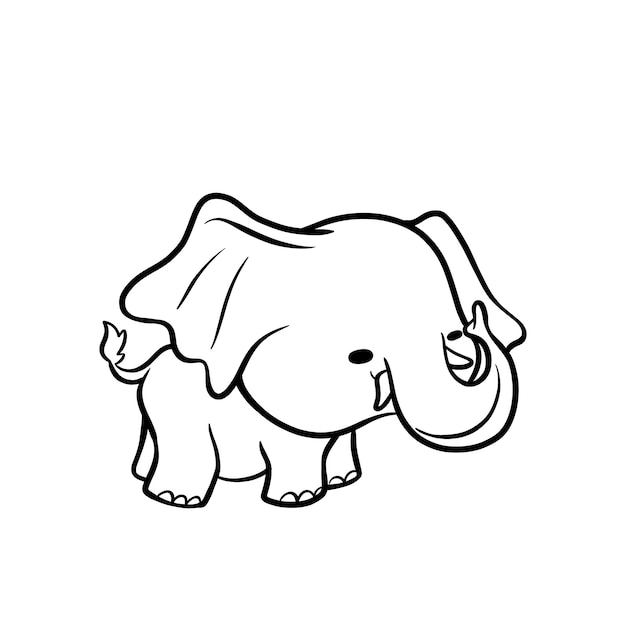 Ilustración de contorno de elefante dibujado a mano