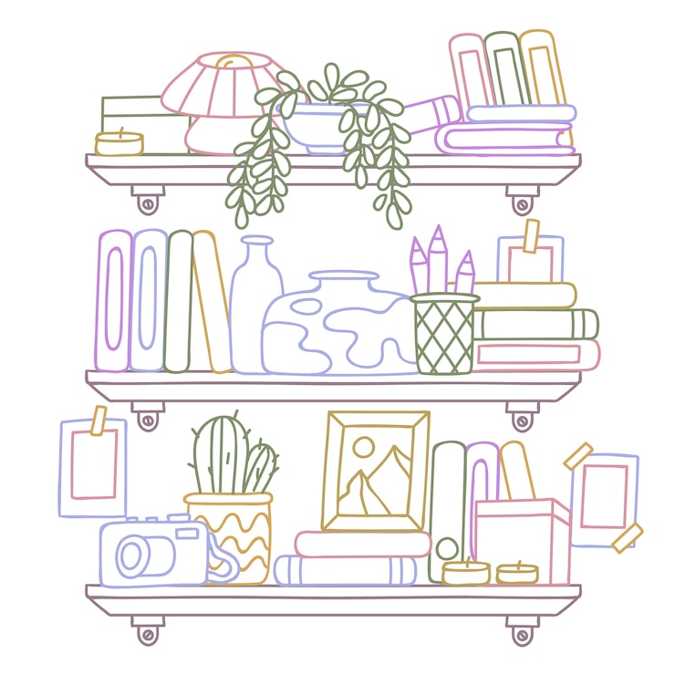 Vector gratuito ilustración de contorno de estante dibujado a mano