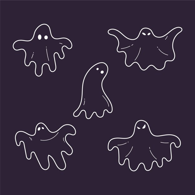Ilustración de contorno de fantasma dibujado a mano