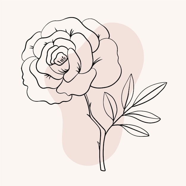 Ilustración de contorno de flor plana simple