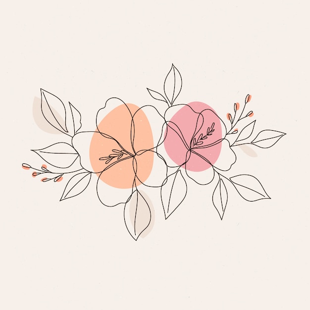 Ilustración del contorno de una flor simple dibujada a mano