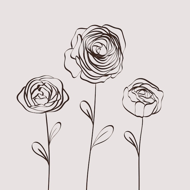 Vector gratuito ilustración de contorno de flor simple dibujada a mano