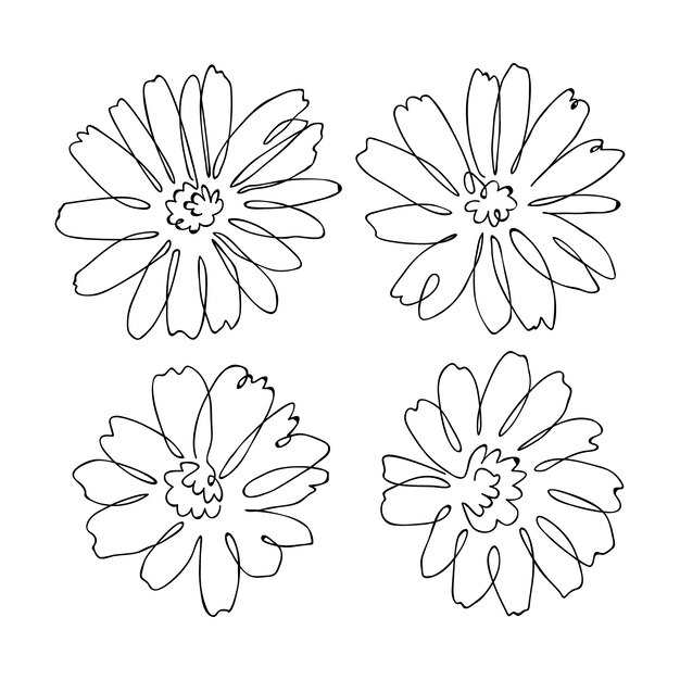 Ilustración de contorno de flor simple dibujada a mano
