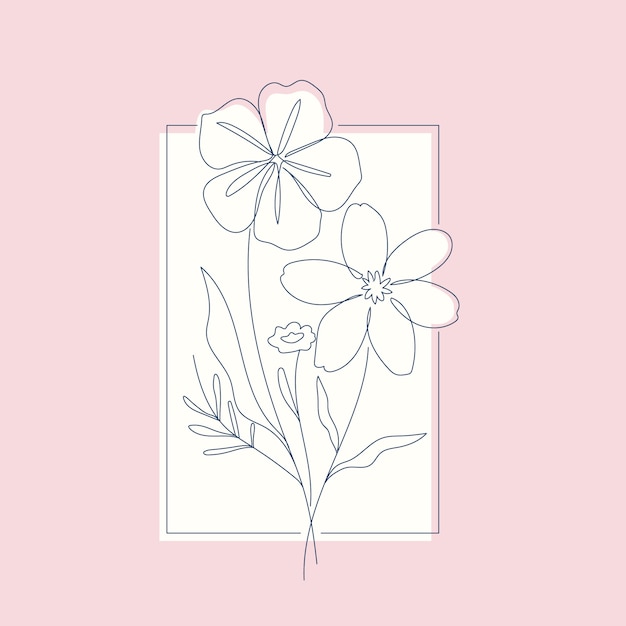 Ilustración de contorno de flor simple dibujada a mano