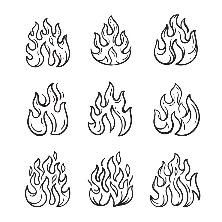 Vector gratuito ilustración de contorno de fuego dibujado a mano