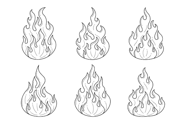 Ilustración de contorno de fuego dibujado a mano
