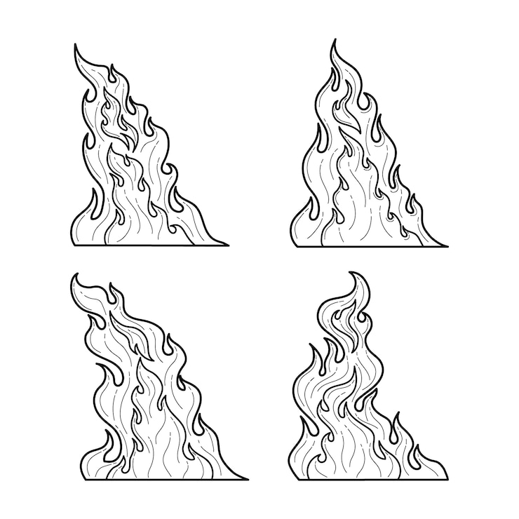 Vector gratuito ilustración de contorno de fuego dibujado a mano