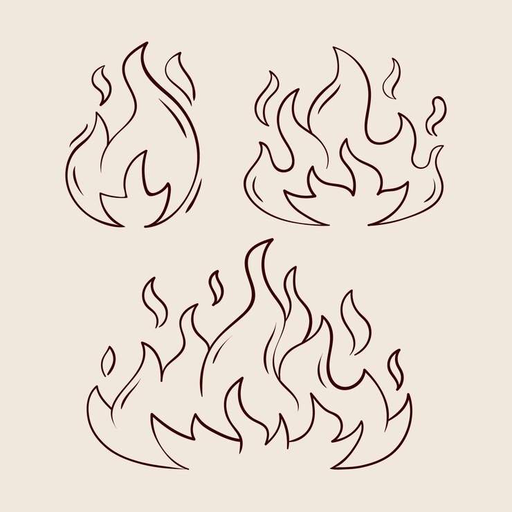 Vector gratuito ilustración de contorno de fuego dibujado a mano