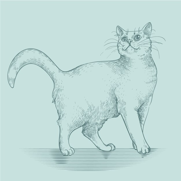 Ilustración de contorno de gato dibujado a mano