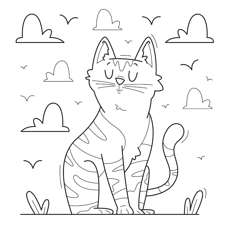 Vector gratuito ilustración de contorno de gato dibujado a mano