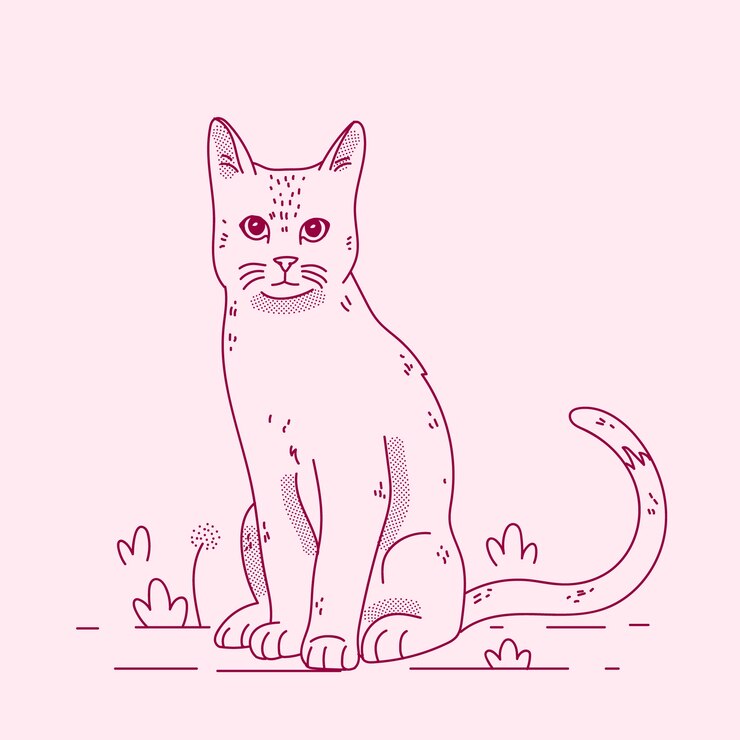 Vector gratuito ilustración de contorno de gato dibujado a mano