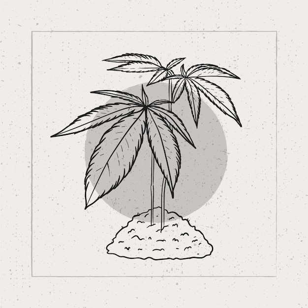 Vector gratuito ilustración de contorno de hoja de marihuana dibujada a mano