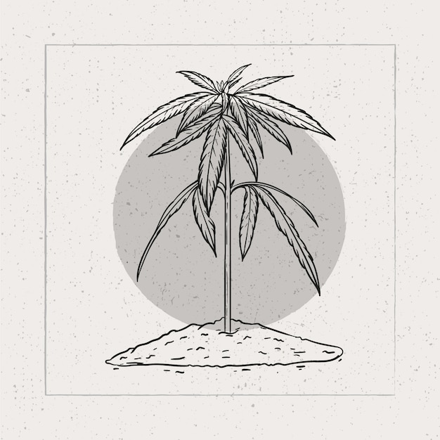 Vector gratuito ilustración de contorno de hoja de marihuana dibujada a mano