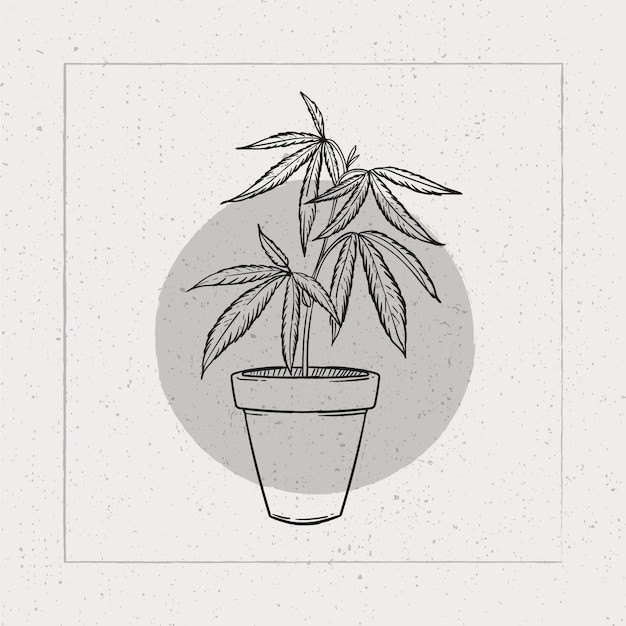 Vector gratuito ilustración de contorno de hoja de marihuana dibujada a mano