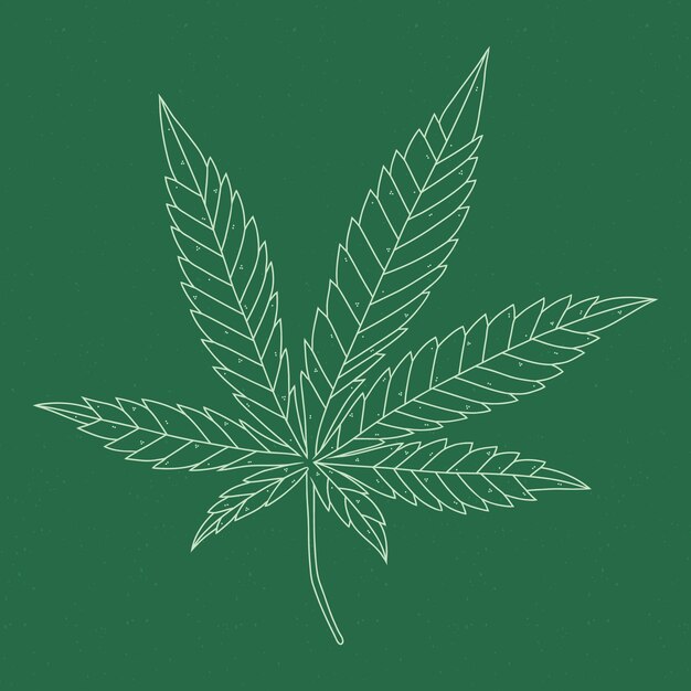 Ilustración de contorno de hoja de marihuana dibujada a mano