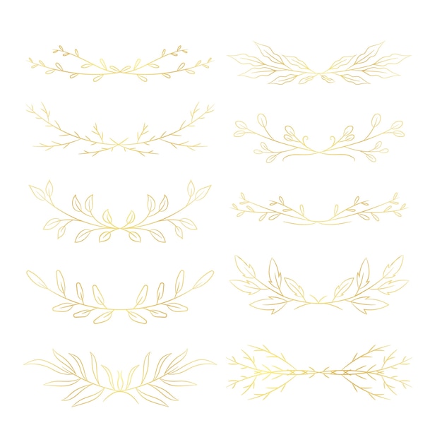 Vector gratuito ilustración de contorno de hojas doradas dibujadas a mano