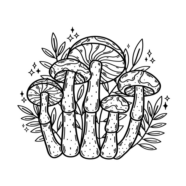 Ilustración de contorno de hongo dibujado a mano