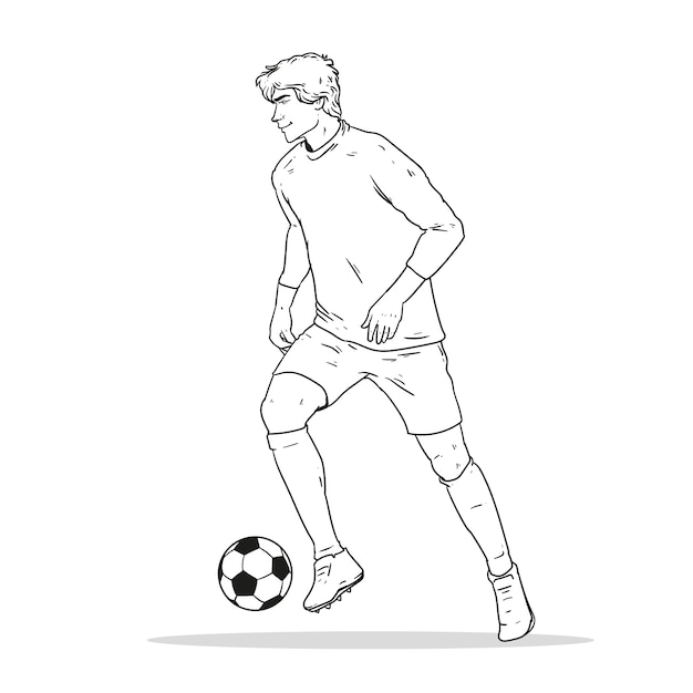 Vector gratuito ilustración de contorno de jugador de fútbol dibujado a mano