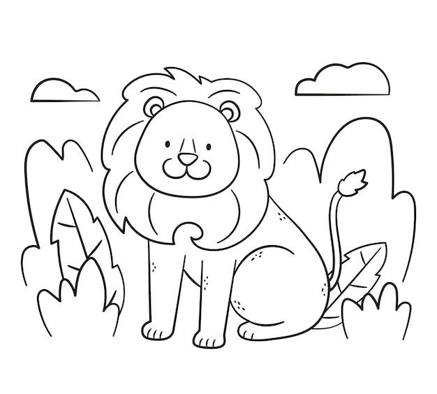 Ilustración de contorno de león dibujado a mano