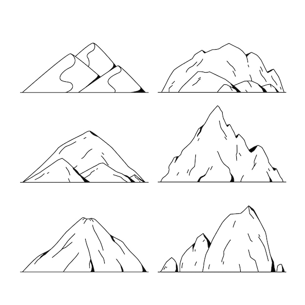 Vector gratuito ilustración de contorno de montaña dibujada a mano