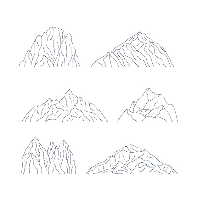 Vector gratuito ilustración de contorno de montaña dibujada a mano