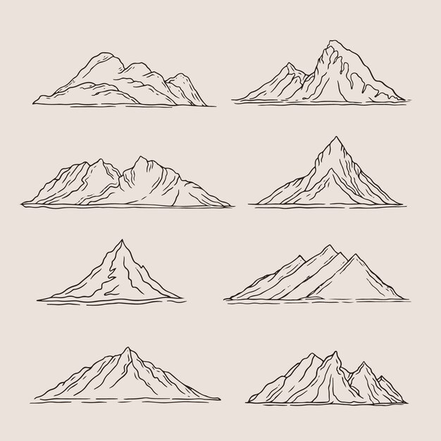 Ilustración de contorno de montaña dibujada a mano