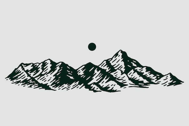 Vector gratuito ilustración de contorno de montaña dibujada a mano
