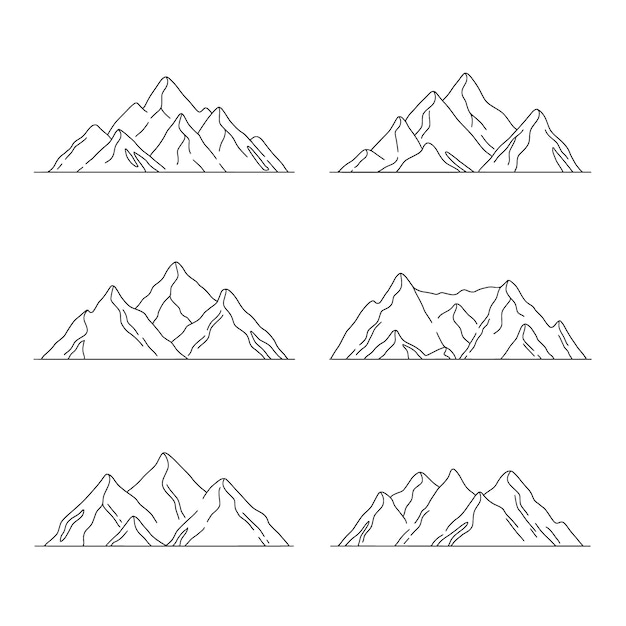 Ilustración de contorno de montaña dibujada a mano