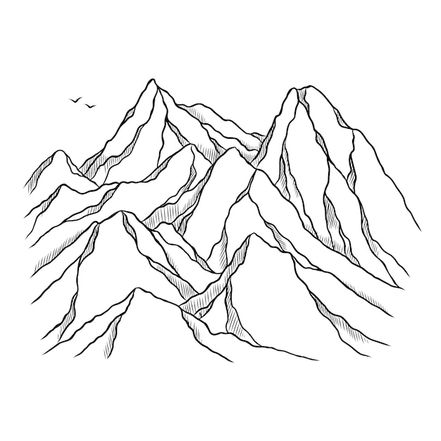 Ilustración de contorno de montaña de diseño plano