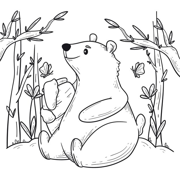 Ilustración de contorno de oso dibujado a mano