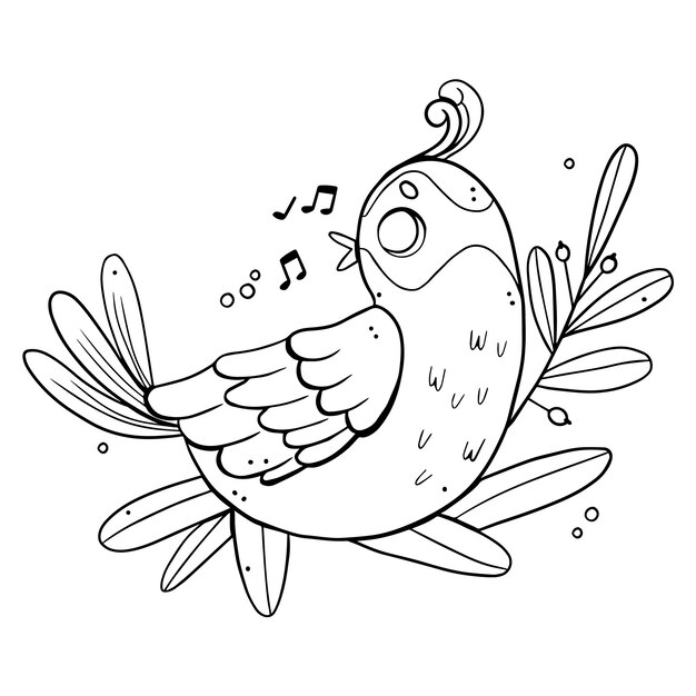 Ilustración del contorno de un pájaro dibujada a mano