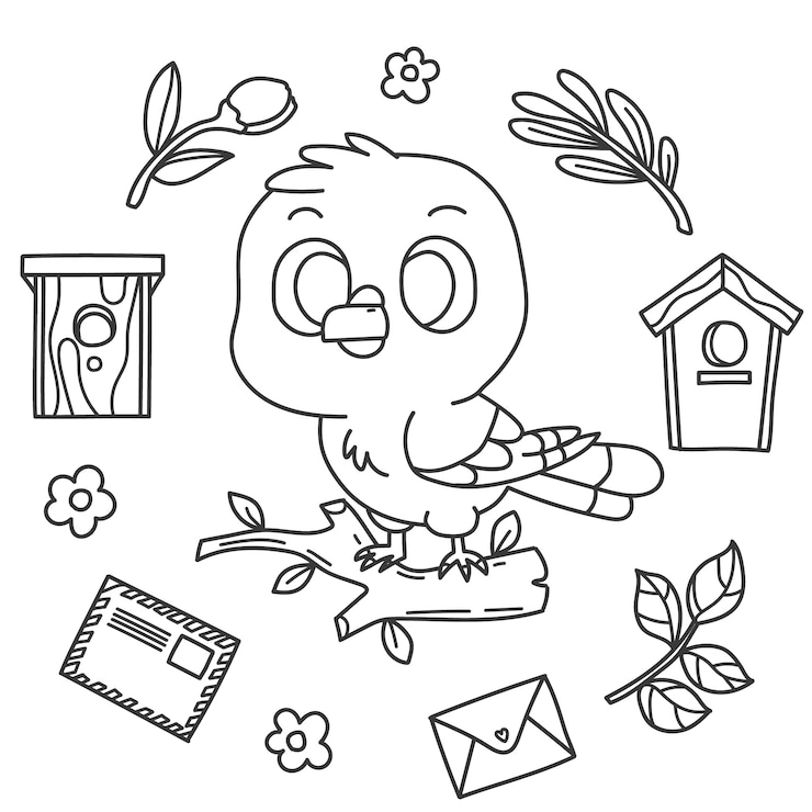 Vector gratuito ilustración del contorno de un pájaro dibujada a mano