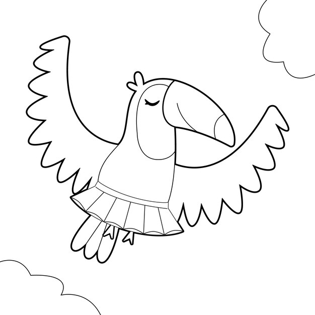 Ilustración del contorno de un pájaro dibujada a mano