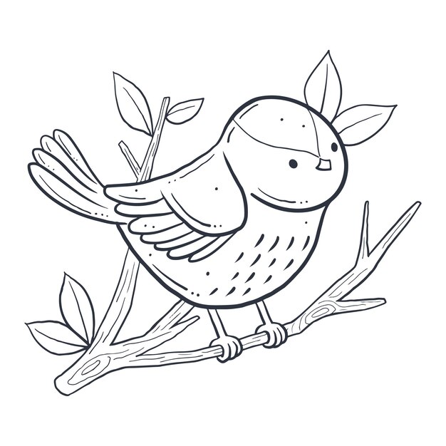 Ilustración del contorno de un pájaro dibujada a mano