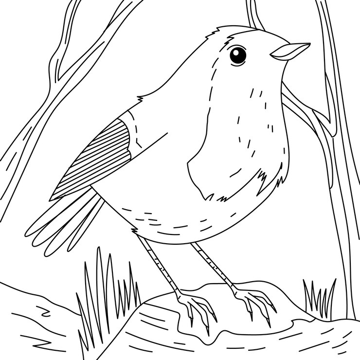 Vector gratuito ilustración del contorno de un pájaro dibujada a mano