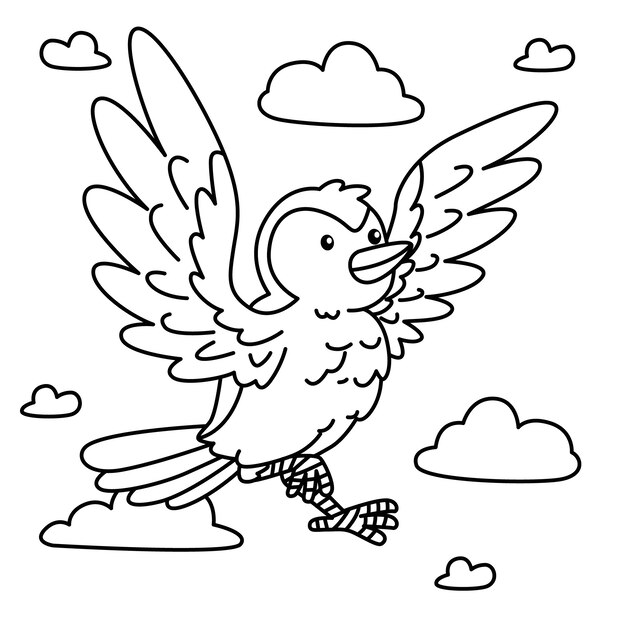 Ilustración de contorno de pájaro dibujado a mano