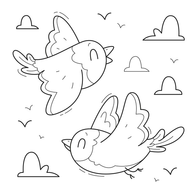 Ilustración de contorno de pájaro dibujado a mano