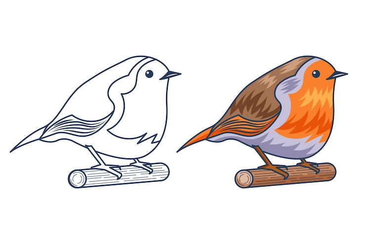 Vector gratuito ilustración de contorno de pájaro dibujado a mano