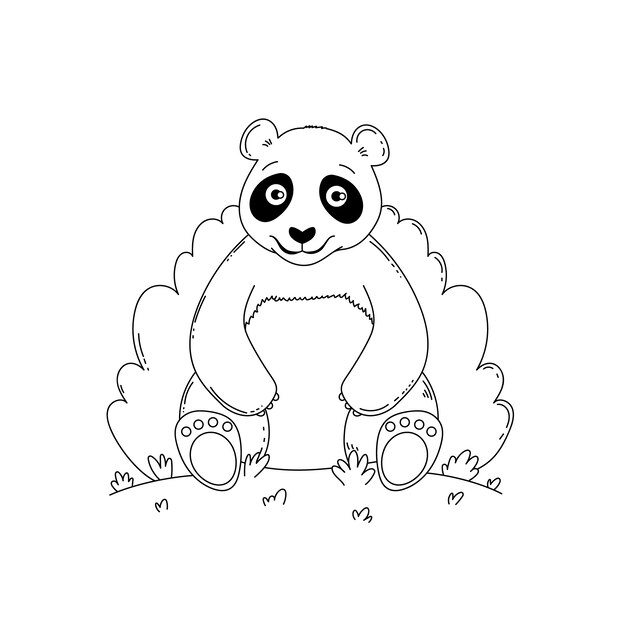 Ilustración del contorno del panda dibujada a mano