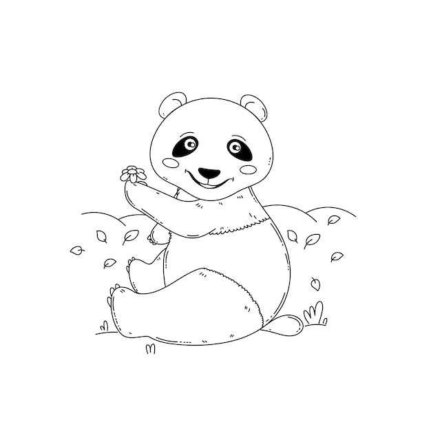 Ilustración de contorno de panda dibujado a mano