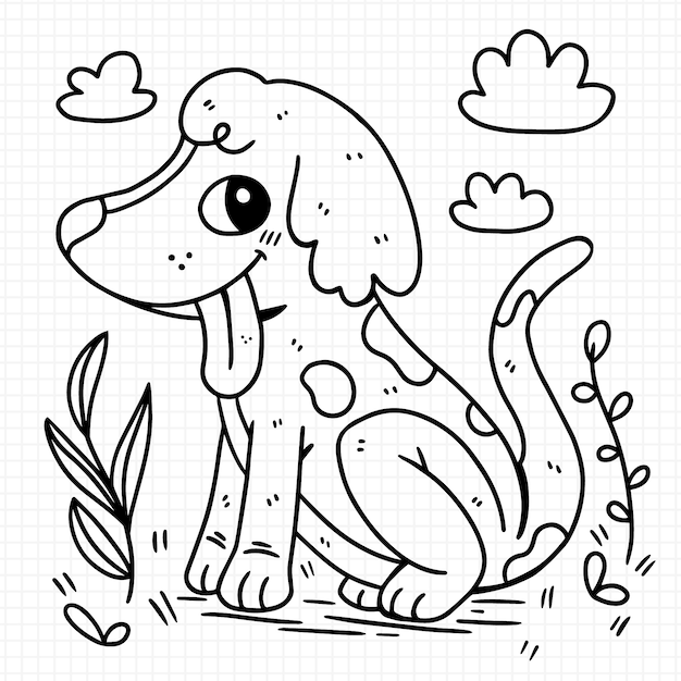Ilustración del contorno del perro dibujada a mano