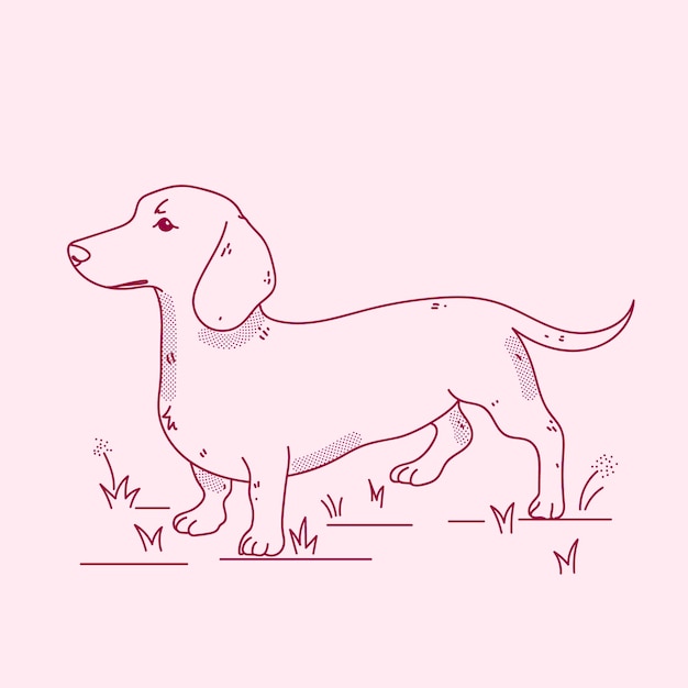 Ilustración de contorno de perro dibujado a mano